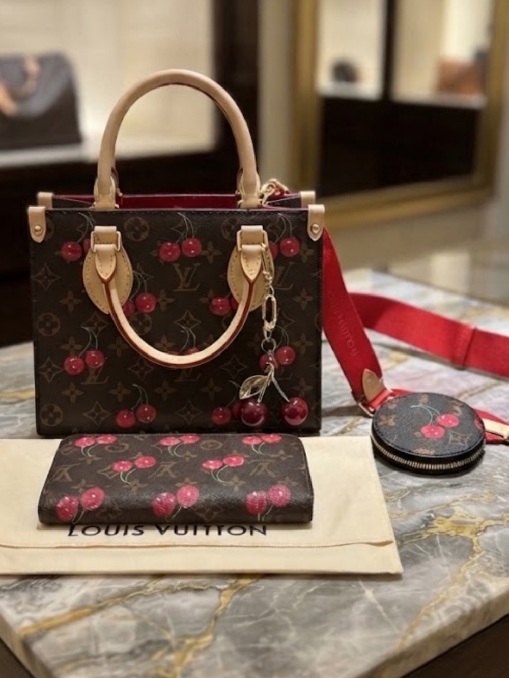 Cherry Monogram Mini OTG Crossbody Bag w all included